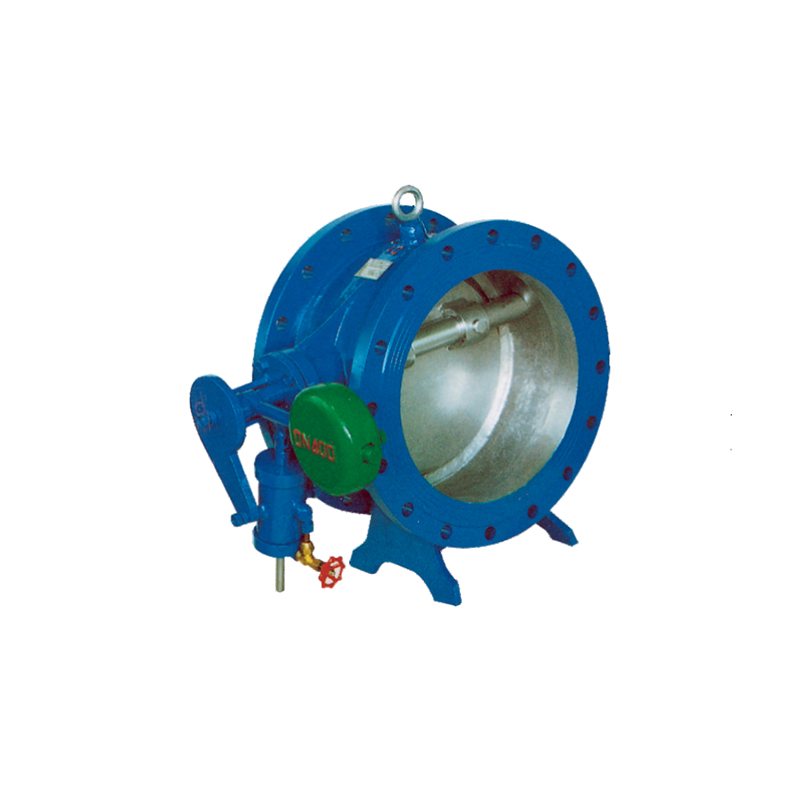 Butterfly type slow closing check valve