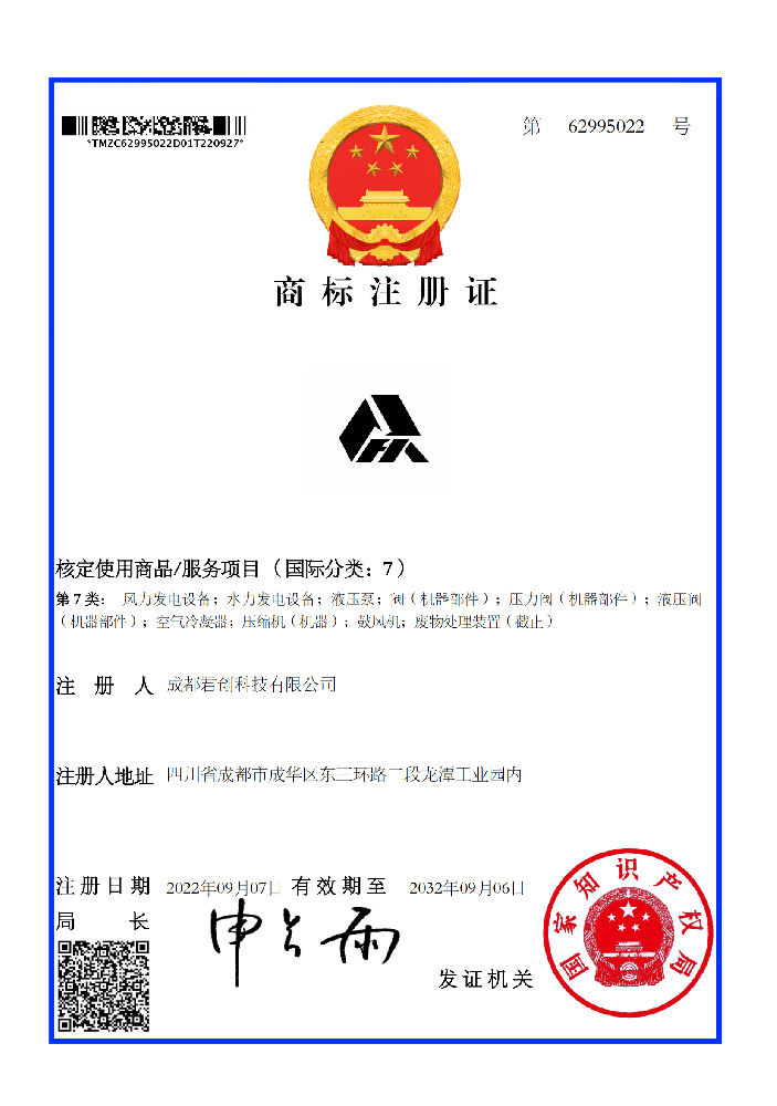 Trademark registration certificate
